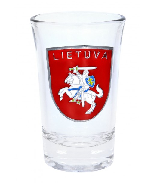 Stikliukas su raudonu metaliniu Lietuvos herbu